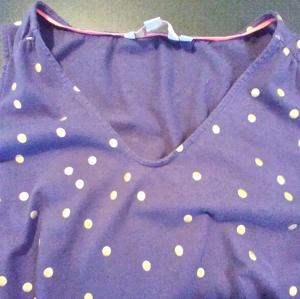 Boden Navy Polka Dot Sleeveless Fit & Flare Dress Size 12R Stretchy Flowy Casual - Picture 10 of 11